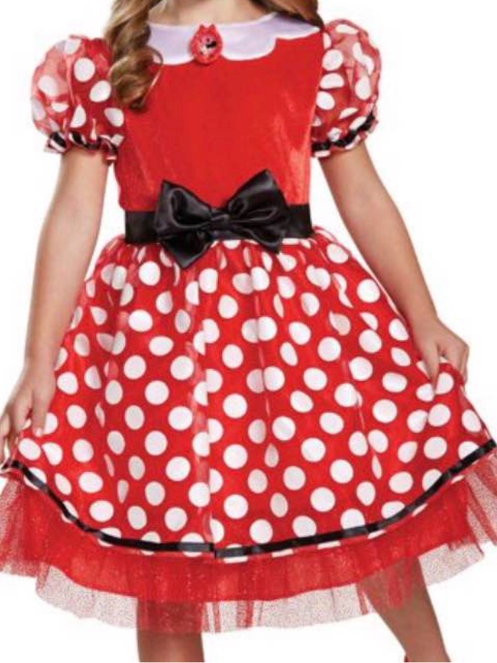 Disney Red and White Polka Dot Minnie Costume Dress with Black Bow - Picture 3 of 4